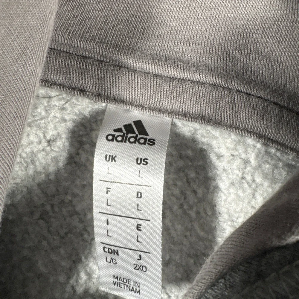 Adidas Hoodie Mens Large Gray 3-Stripe Mesh Detail Pullover Sweatshirt